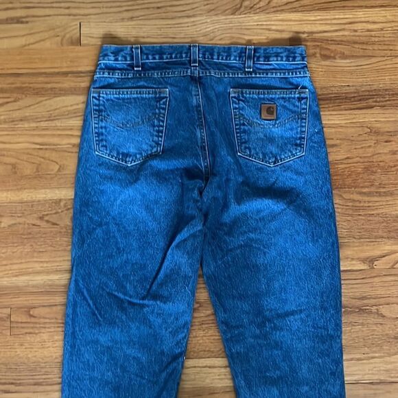 CARHARTT RELAXED FIT MEN'S DENIM BLUE JEANS MEDIUM WASH | SIZE 36 X 30 - Picture 8 of 9
